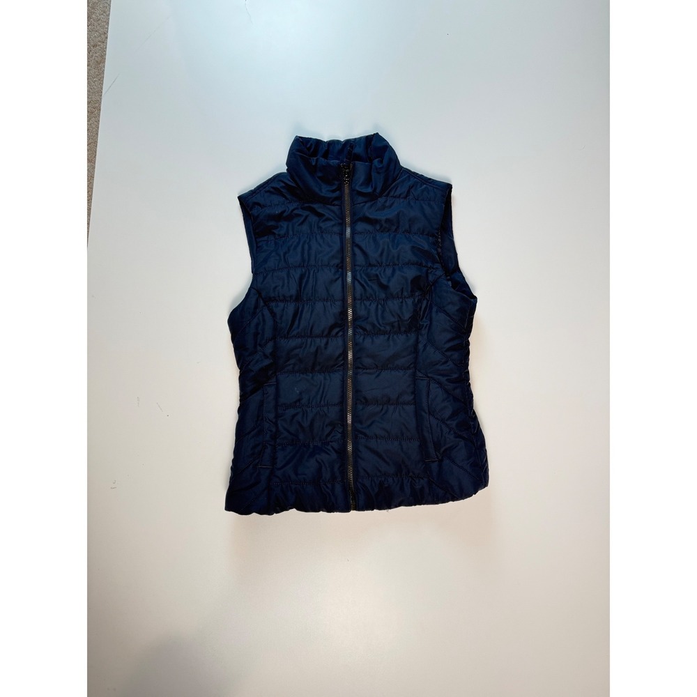 Aeropostale Womens Navy Blue Quilted Puffer Vest Mock Neck Small Sleeveless Zip‎
